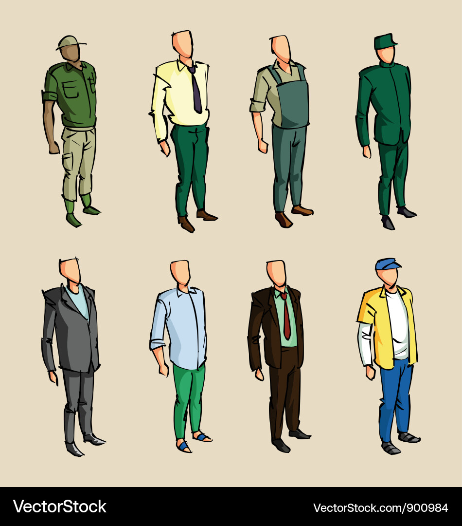Sketchy Man Elements Vector Image