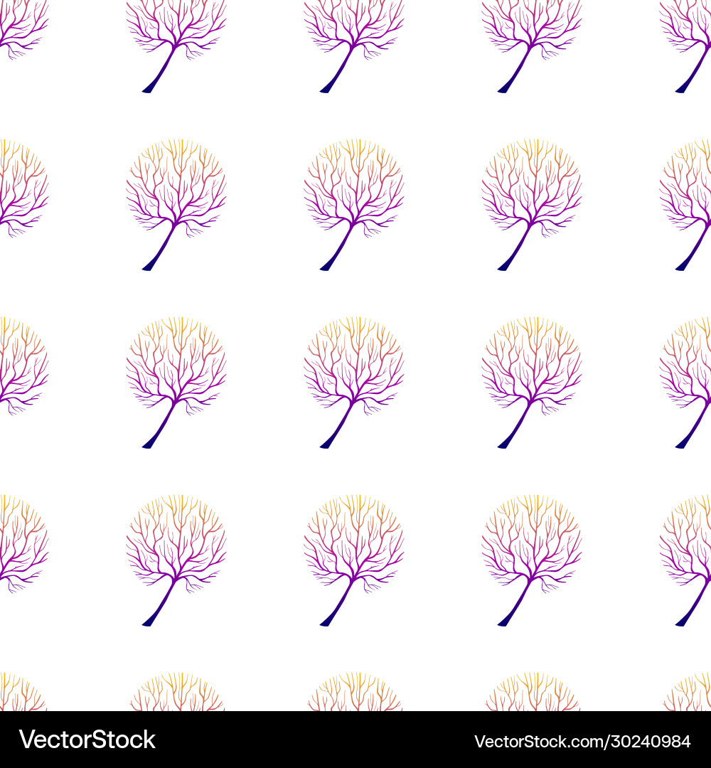 Trees pattern gradient hand drawn-03 Vector Image