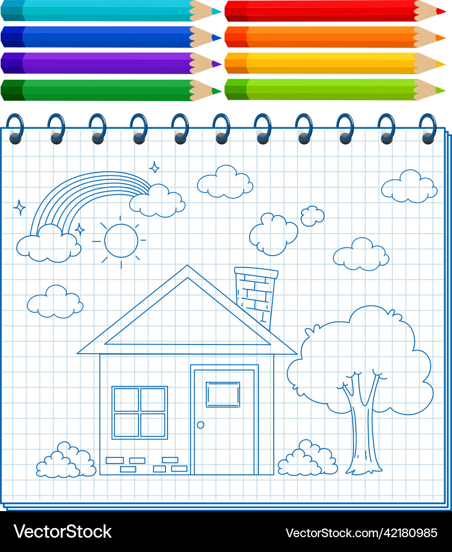 A notebook with doodle sketch design and colour A notebook with doodle sketch design and colour vector image