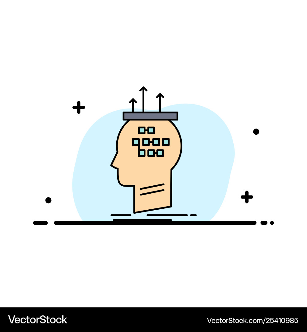 Algorithm brain conclusion process thinking flat Algorithm brain conclusion process thinking flat Vector Image