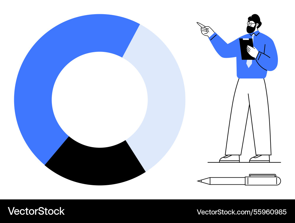 Analyst presenting data insights using a colorful Vector Image