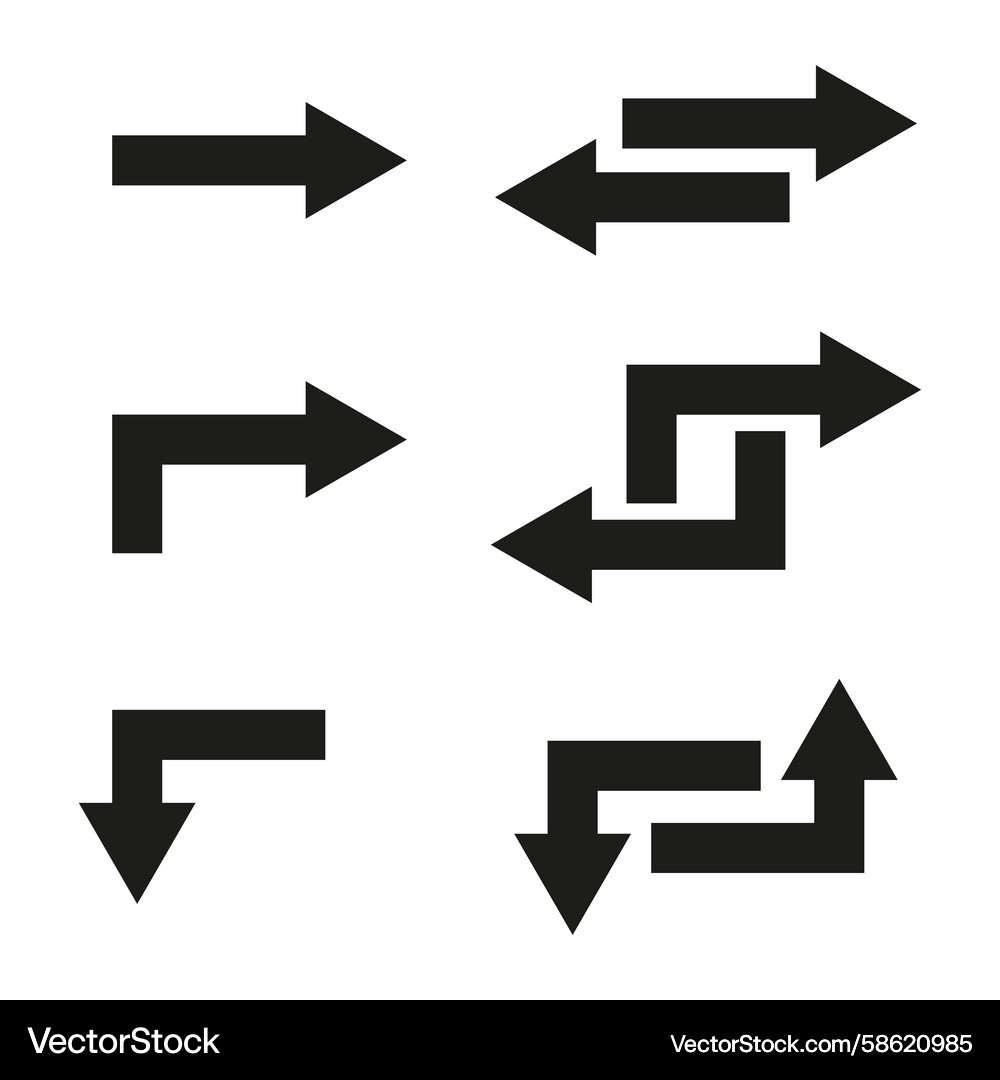 Arrow solid icons directional pointer set Vector Image