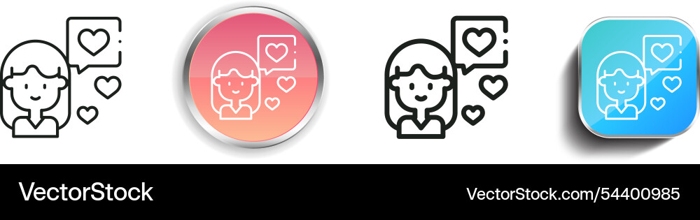 Girl icon thin linear regular and button style vector image