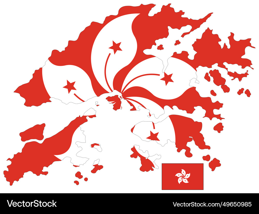 Hong kong map and flag vector image