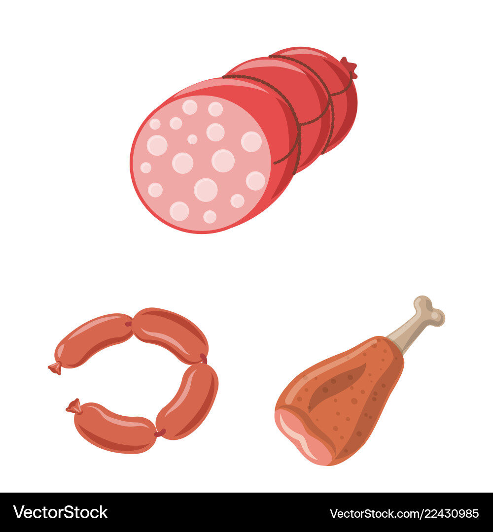 Isolated object of meat and ham icon set Isolated object of meat and ham icon set Vector Image