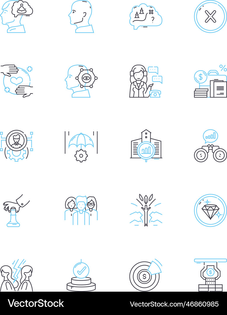 Linked nerk linear icons set connections nerking Vector Image