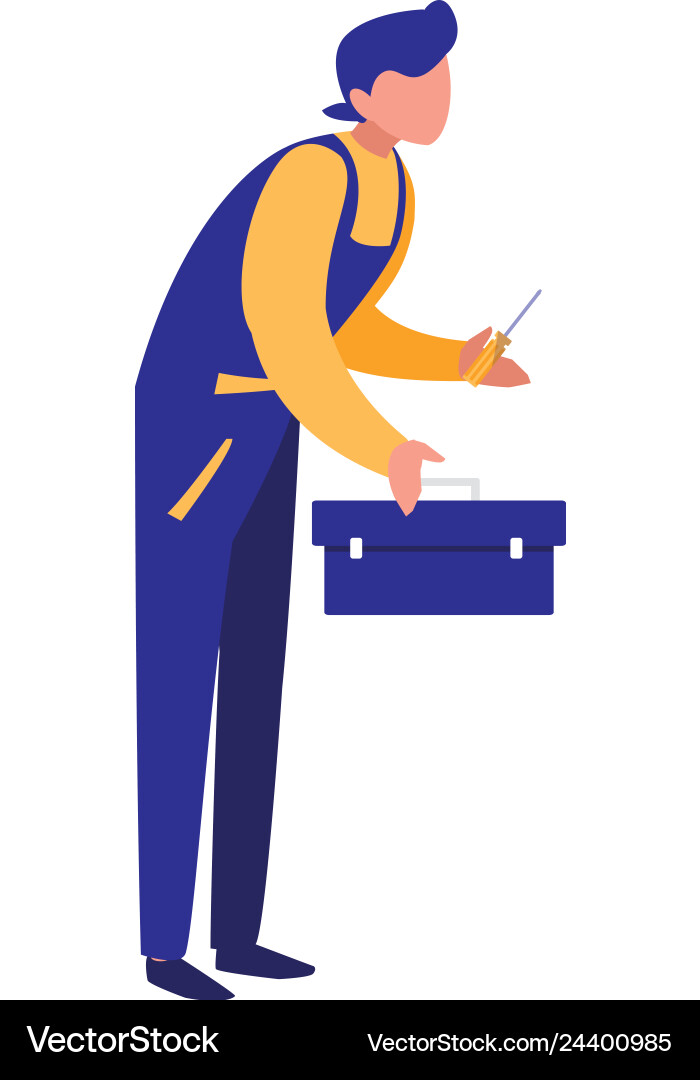 Mechanic worker with toolbox Vector Image