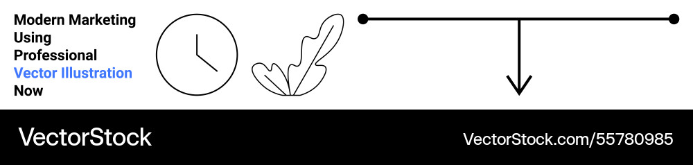 Minimalist content design with clock leaf Vector Image
