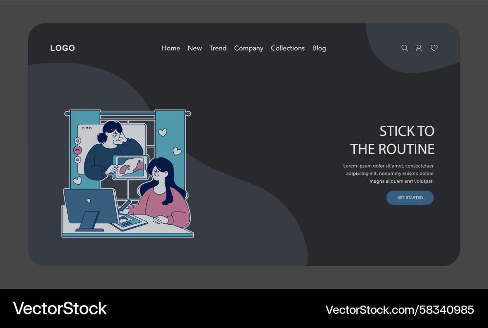 Modern Website with Animated Character Vector Image