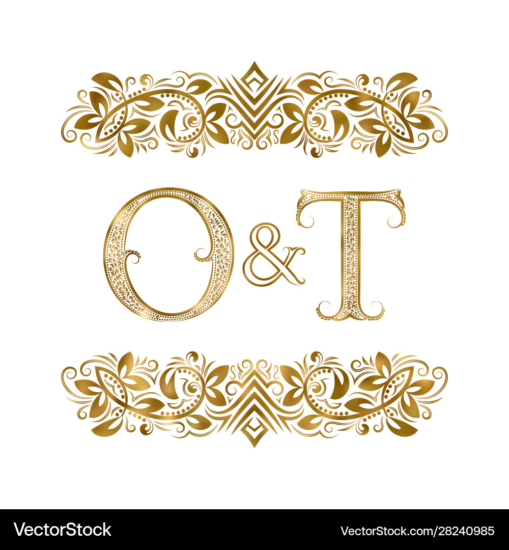 O and t vintage initials logo symbol letters O and t vintage initials logo symbol letters vector image