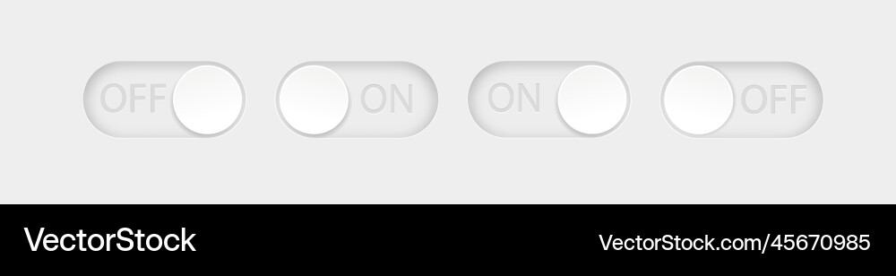 On and off toggle switch buttons material design vector image