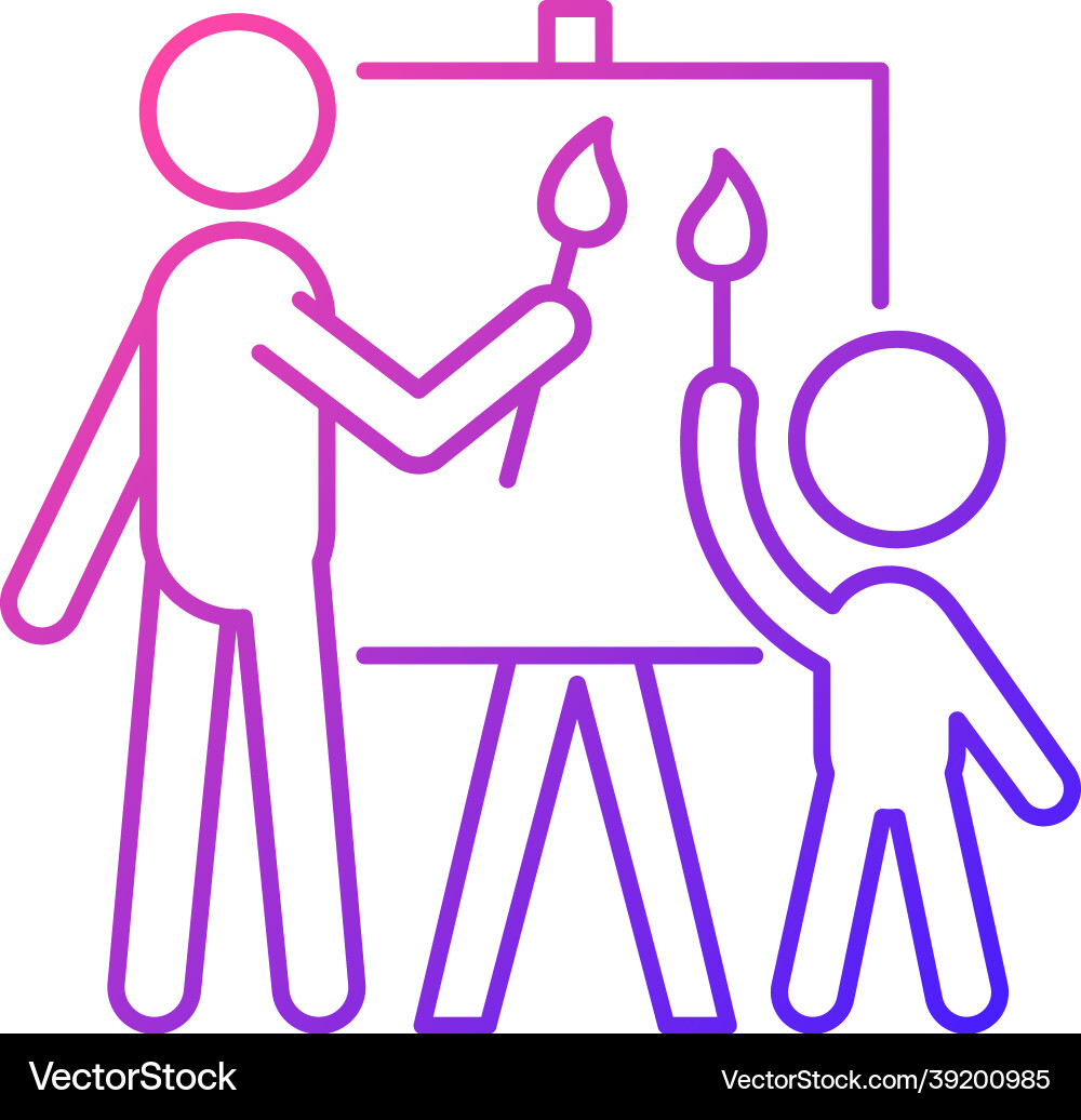 Painting with parent gradient linear icon Painting with parent gradient linear icon vector image