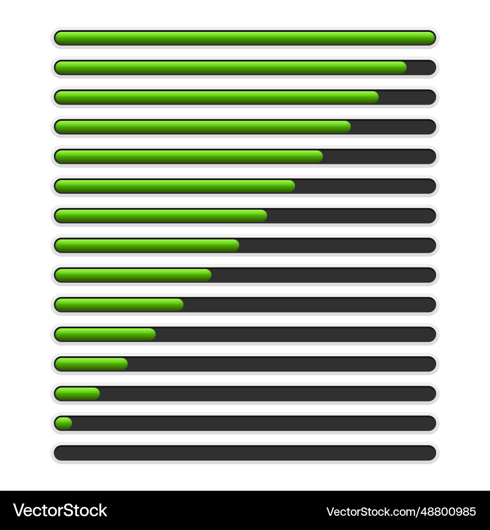 Progress loading bar set on white background Vector Image