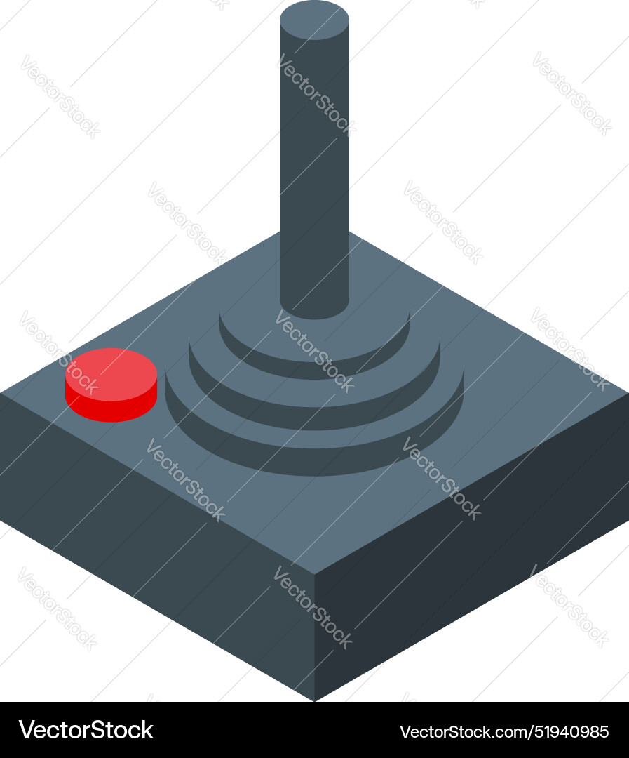 Retro arcade joystick with red button isometric Vector Image
