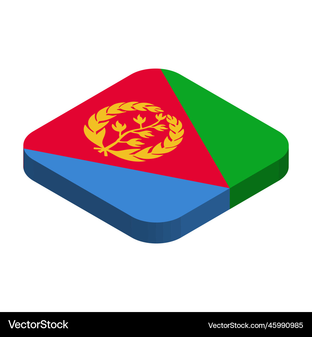 Rounded square isometric flag of eritrea Rounded square isometric flag of eritrea vector image
