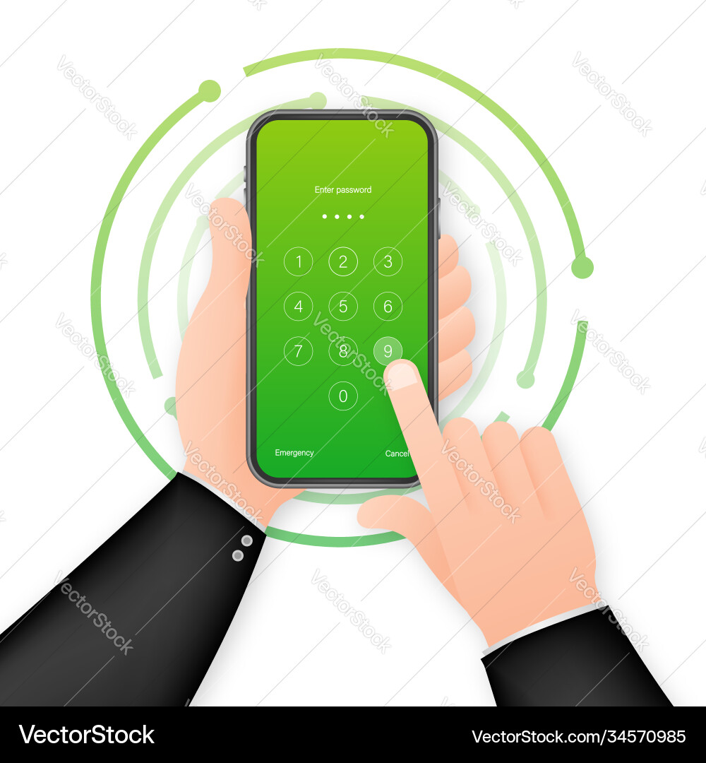 Screen lock authentication password smartphone Screen lock authentication password smartphone vector image