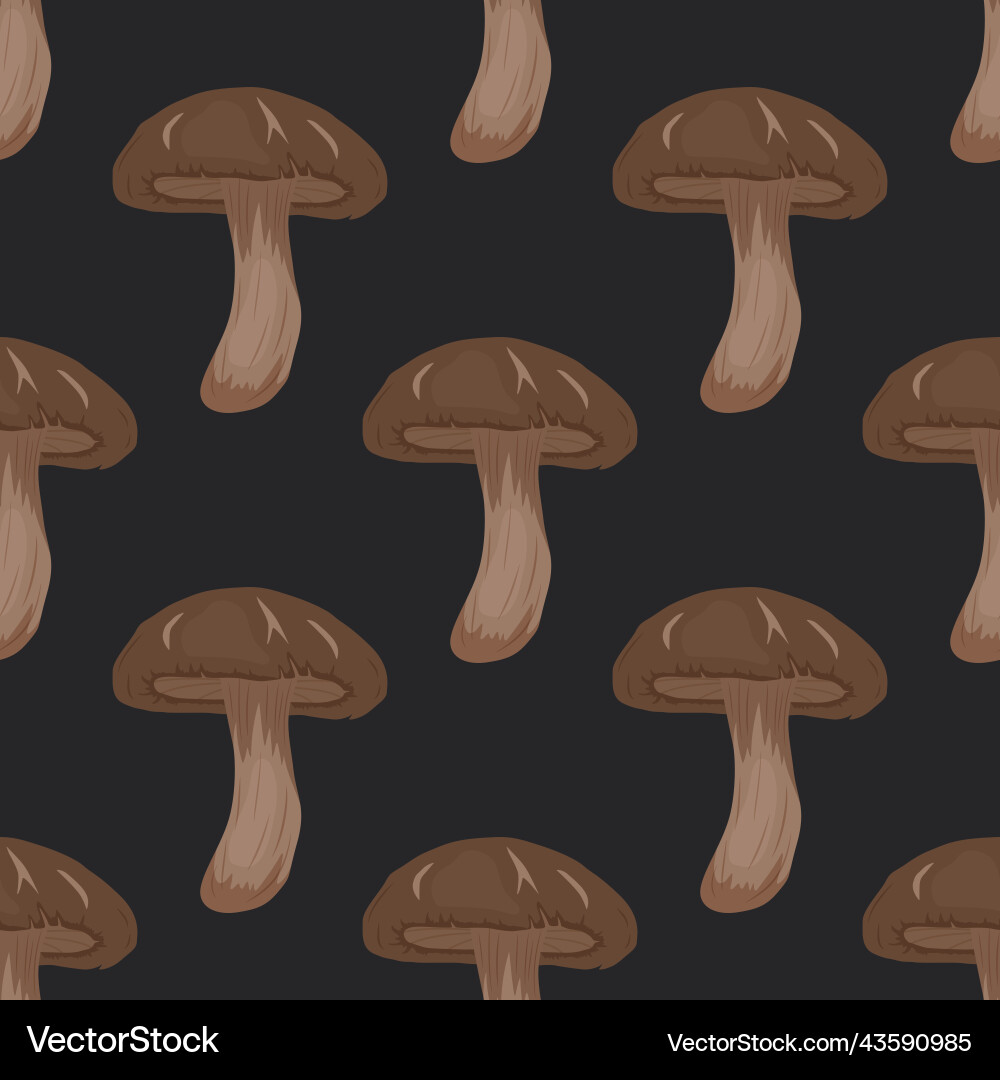 Seamless pattern with shiitake mushroom vector image