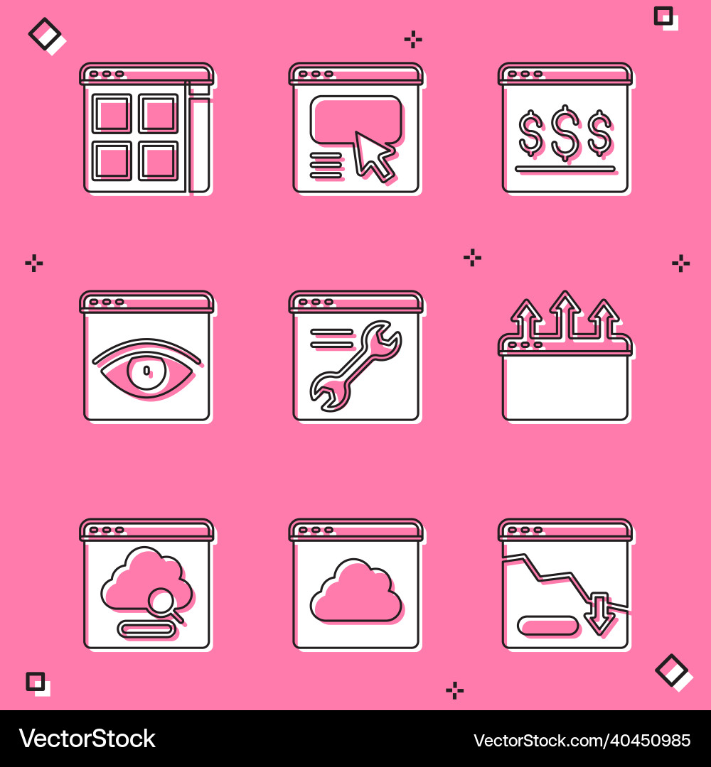 Set browser files ui or ux design online Set browser files ui or ux design online Vector Image