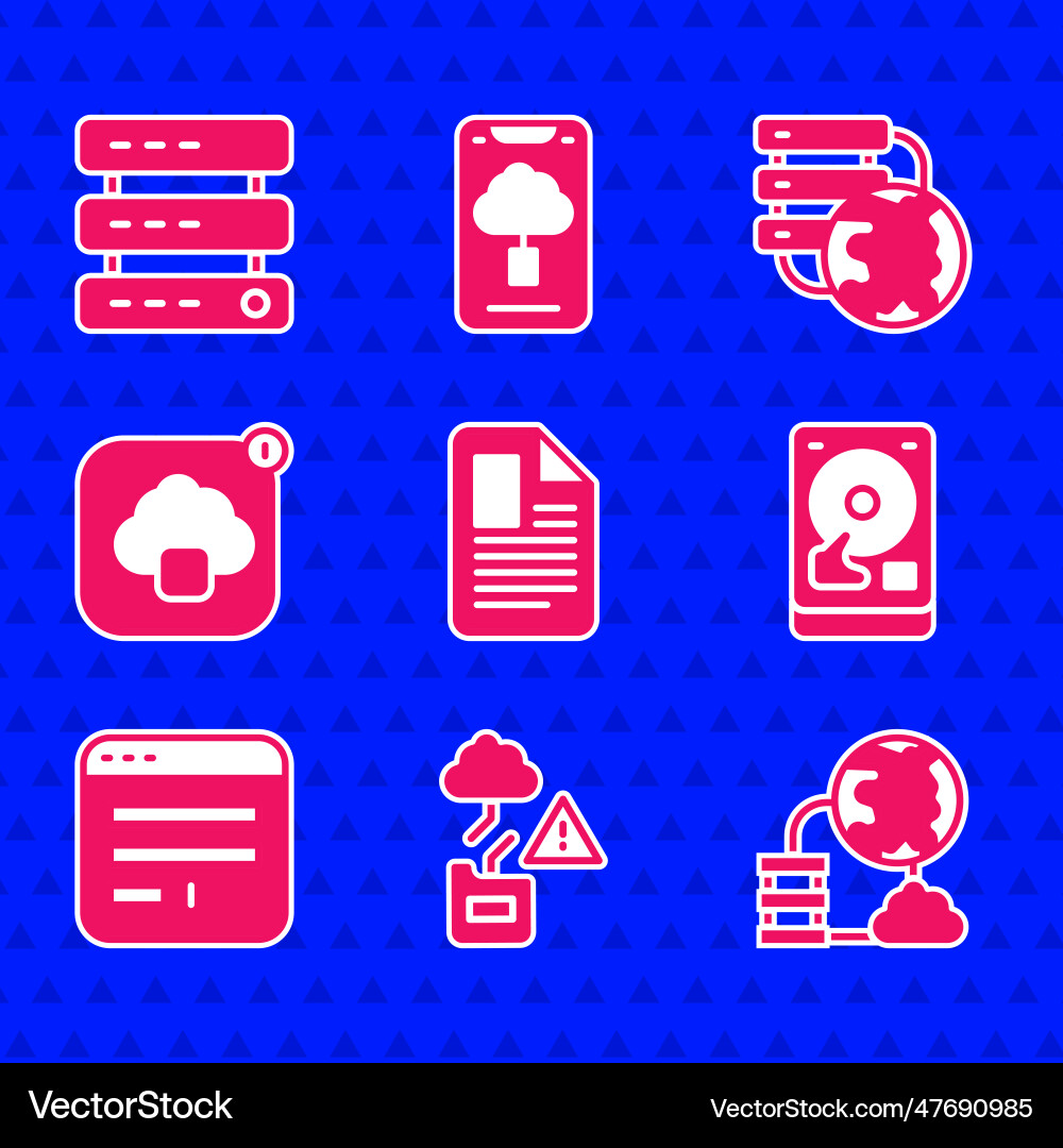 Set file document cloud technology data transfer Set file document cloud technology data transfer vector image