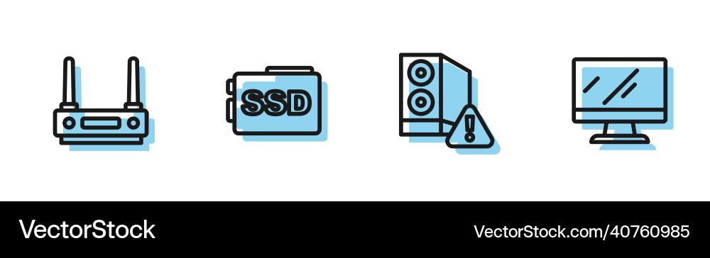 Set line case of computer router and wi-fi signal Set line case of computer router and wi-fi signal vector image