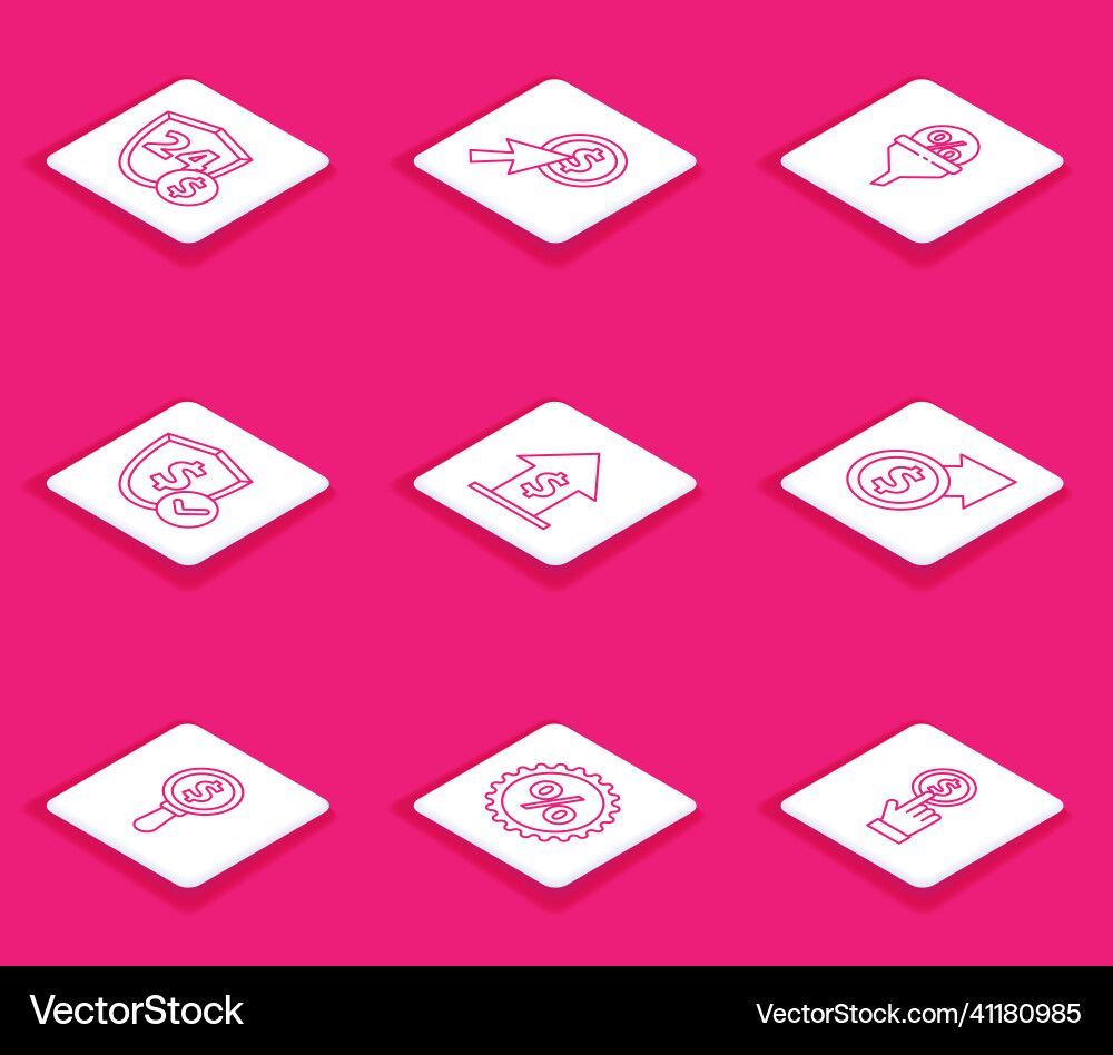 Set line shield with dollar cursor and coin lead Set line shield with dollar cursor and coin lead vector image