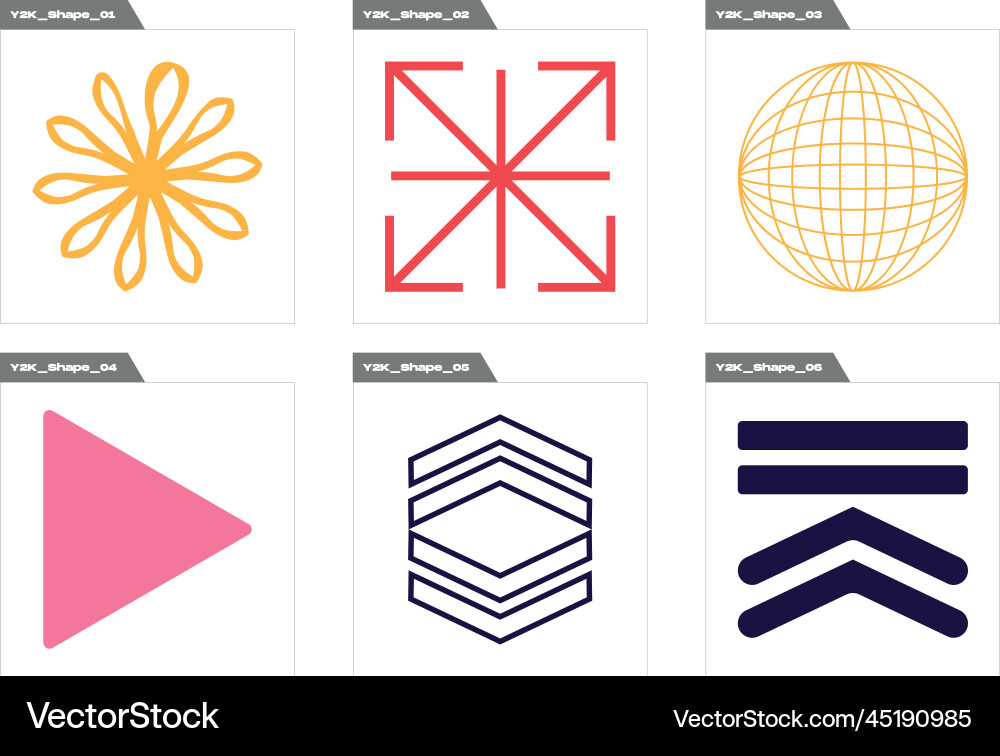 Set of y2k style objects rave Set of y2k style objects rave Vector Image