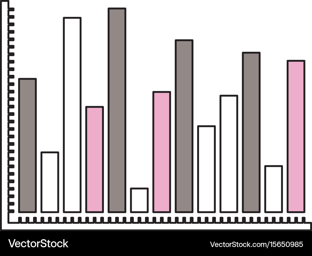 Silhouette color sections of statistical graphs vector image
