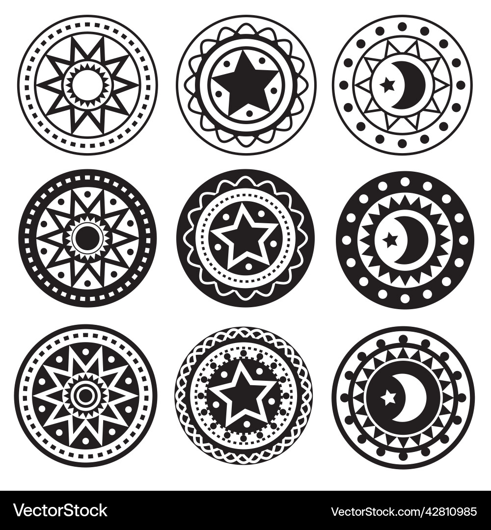 Silhouette of a pattern in circle vector image
