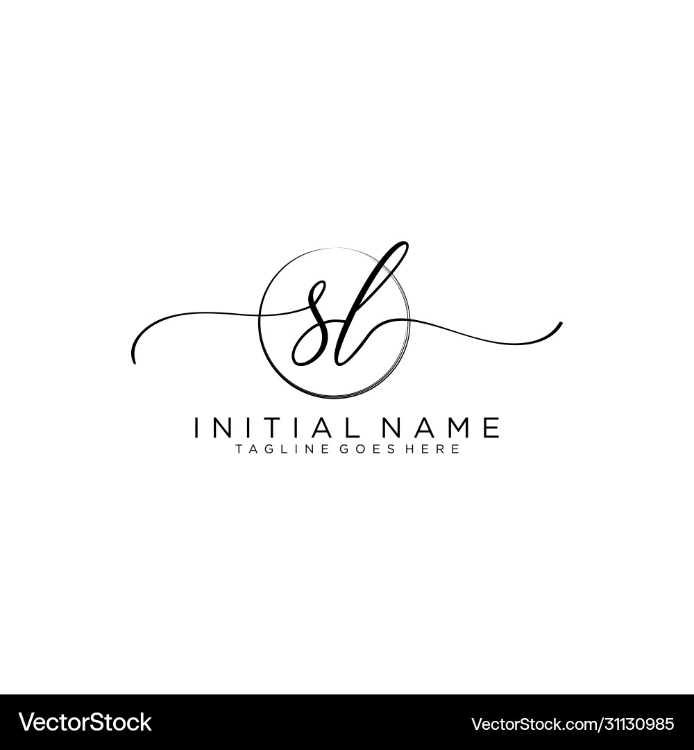 Sl initial handwriting logo with circle template Sl initial handwriting logo with circle template Vector Image