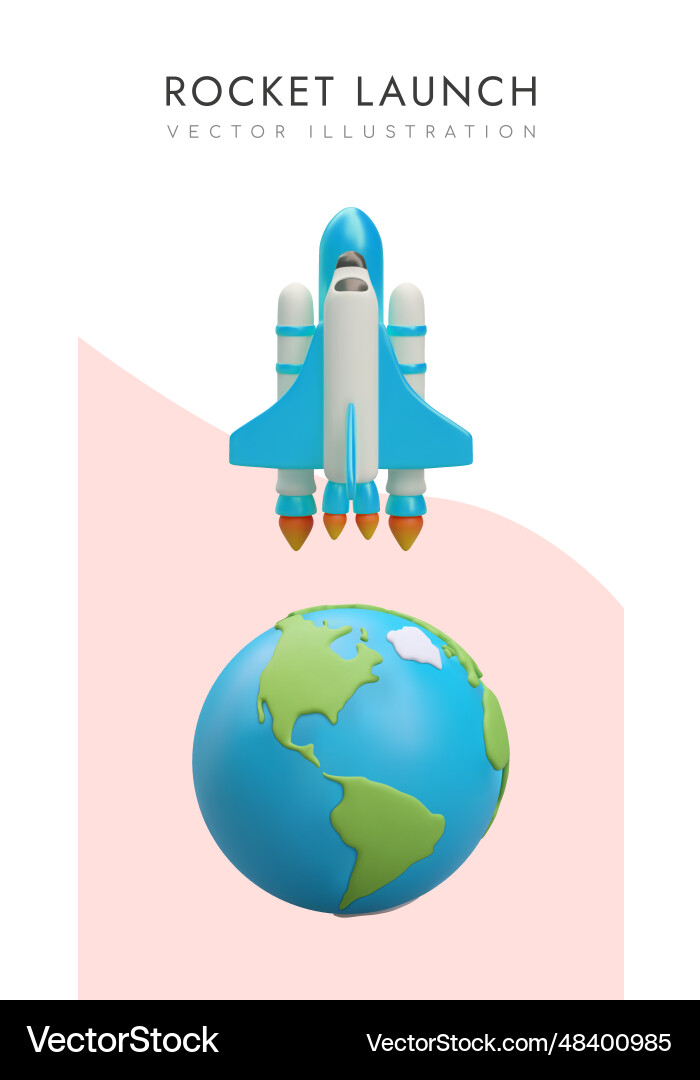 Spaceship launch flight of multi stage rocket Vector Image