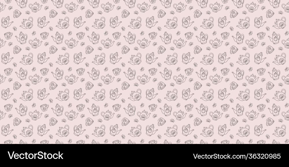 Teapots seamless repeat pattern design background vector image