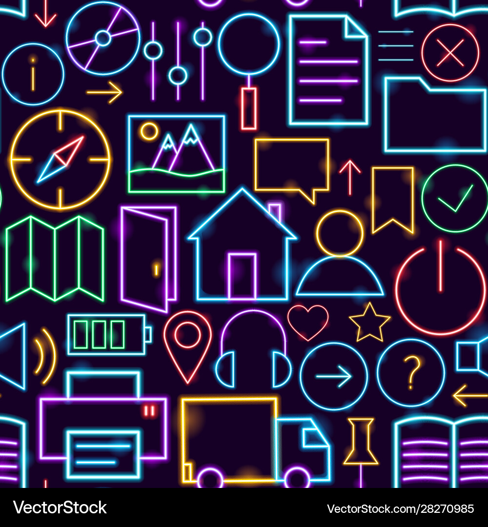 Web ui neon seamless pattern Web ui neon seamless pattern Vector Image