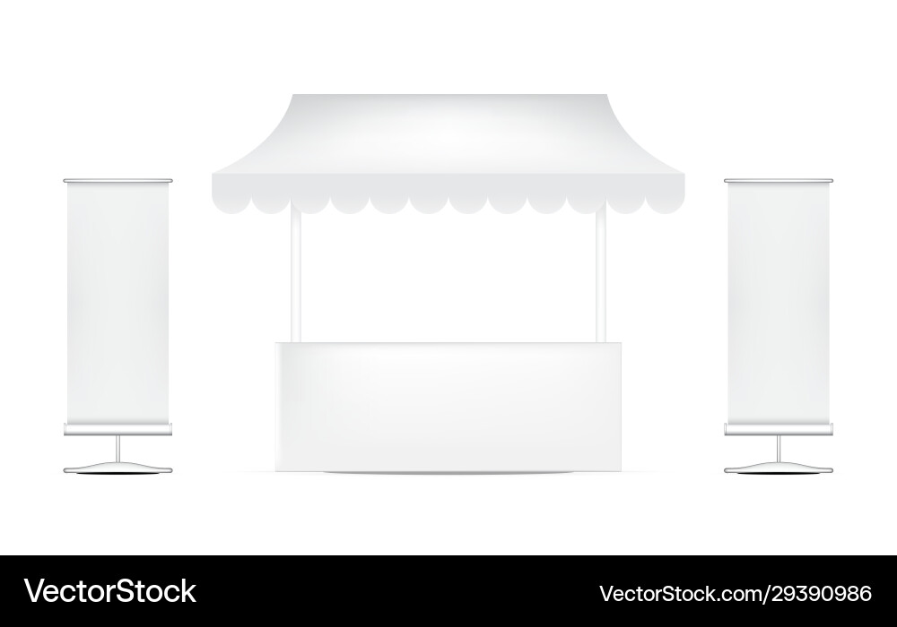 3d mock up realistic kiosk display booth vector image