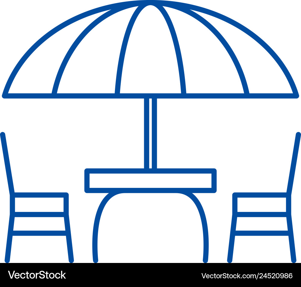 Beach table and chairs line icon concept Vector Image