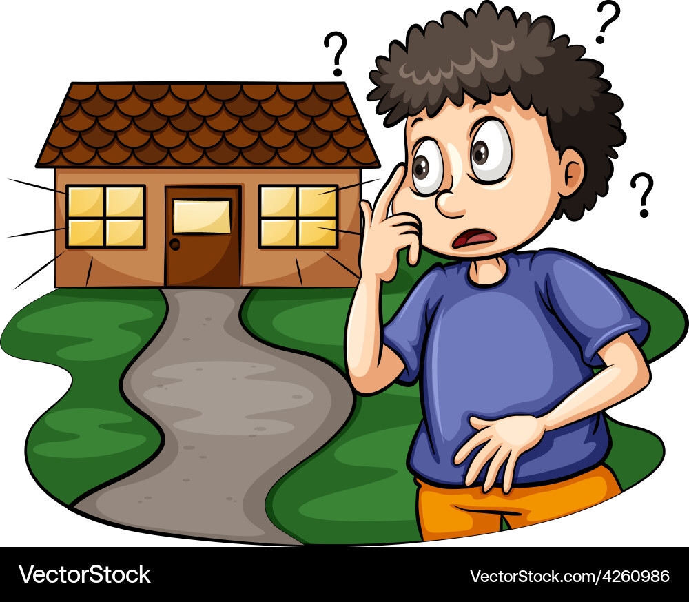 Boy outside the house – Royalty-Free Vector | VectorStock, image size:1000x874