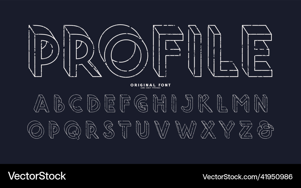 Bulk sans serif font in outline style Bulk sans serif font in outline style vector image