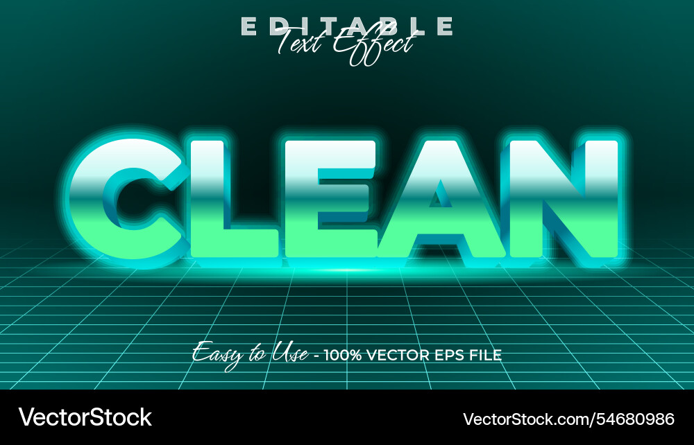 Clean editable text style effect Clean editable text style effect vector image