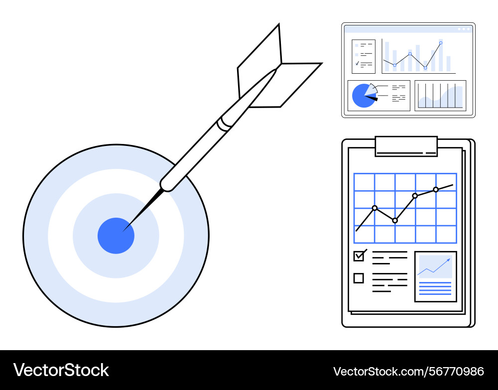 Data-driven goal achievement with analytics Data-driven goal achievement with analytics vector image