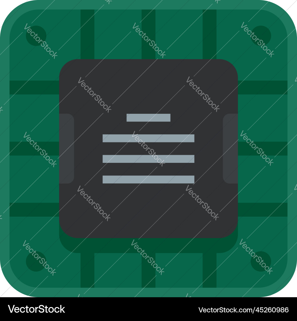 Digital cpu icon flat chip circuit Digital cpu icon flat chip circuit vector image