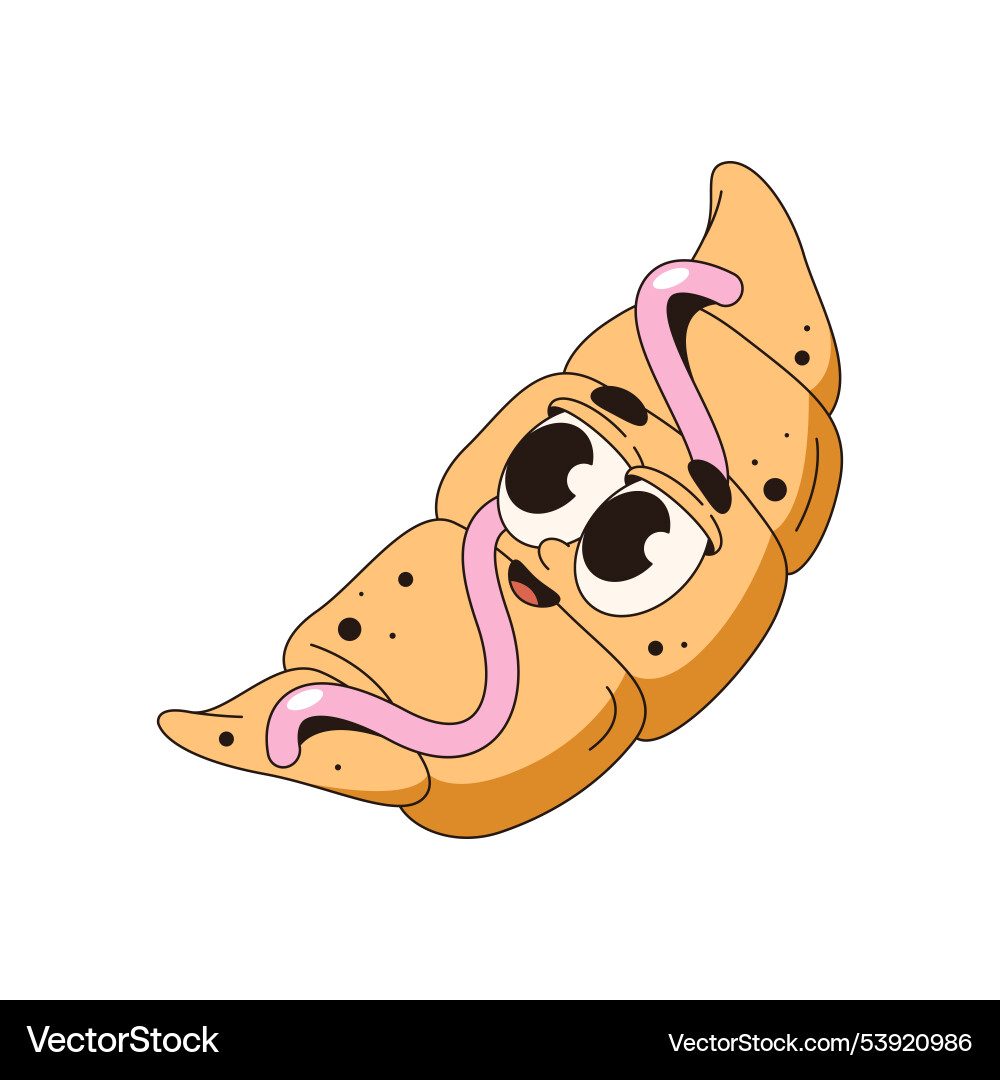 Französisch Croissant mit lustigem oder komischem Gesicht Französisch Croissant mit lustigem oder komischem Gesicht vektorbild