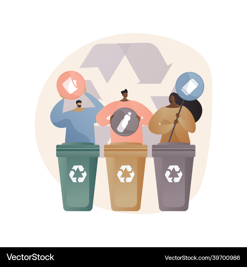 Garbage collection and sorting abstract concept Vector Image