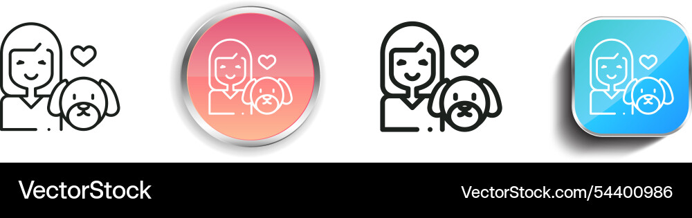 Girl icon thin linear regular and button style vector image