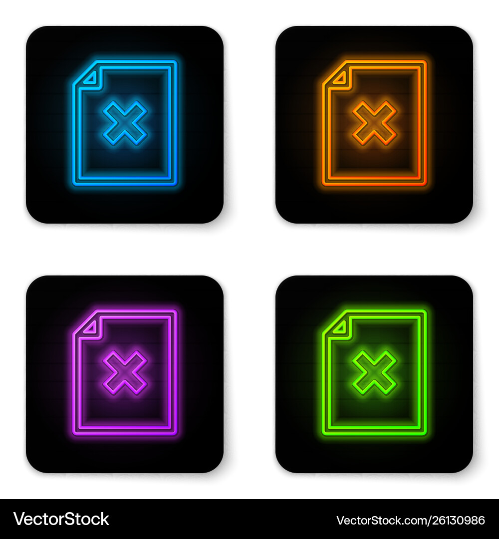 Glowing neon delete file document icon isolated Glowing neon delete file document icon isolated vector image