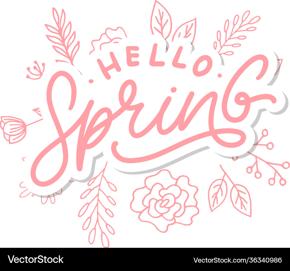 Hello spring flowers text background frame Hello spring flowers text background frame vector image