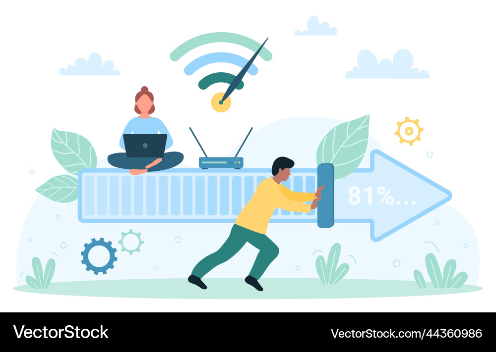 Internet status of download progress in user Vector Image