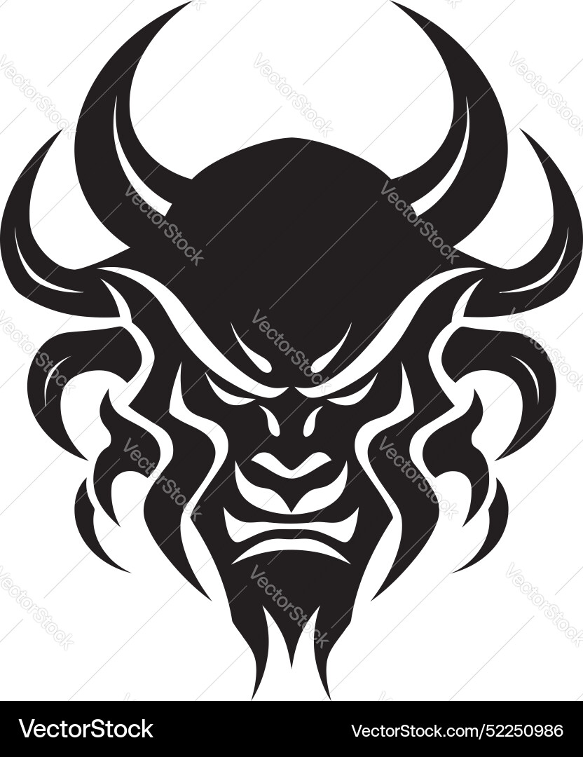 Intricate oni noir sleek black icon for a modern Intricate oni noir sleek black icon for a modern vector image