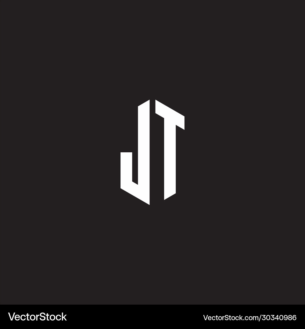 Jt logo monogram with hexagon shape style design Vector Image