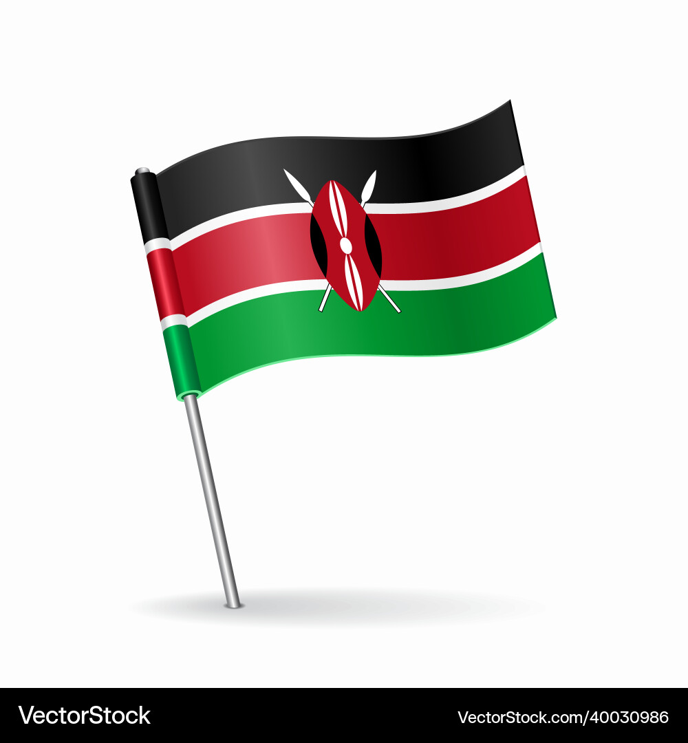 Kenyan flag map pointer layout vector image