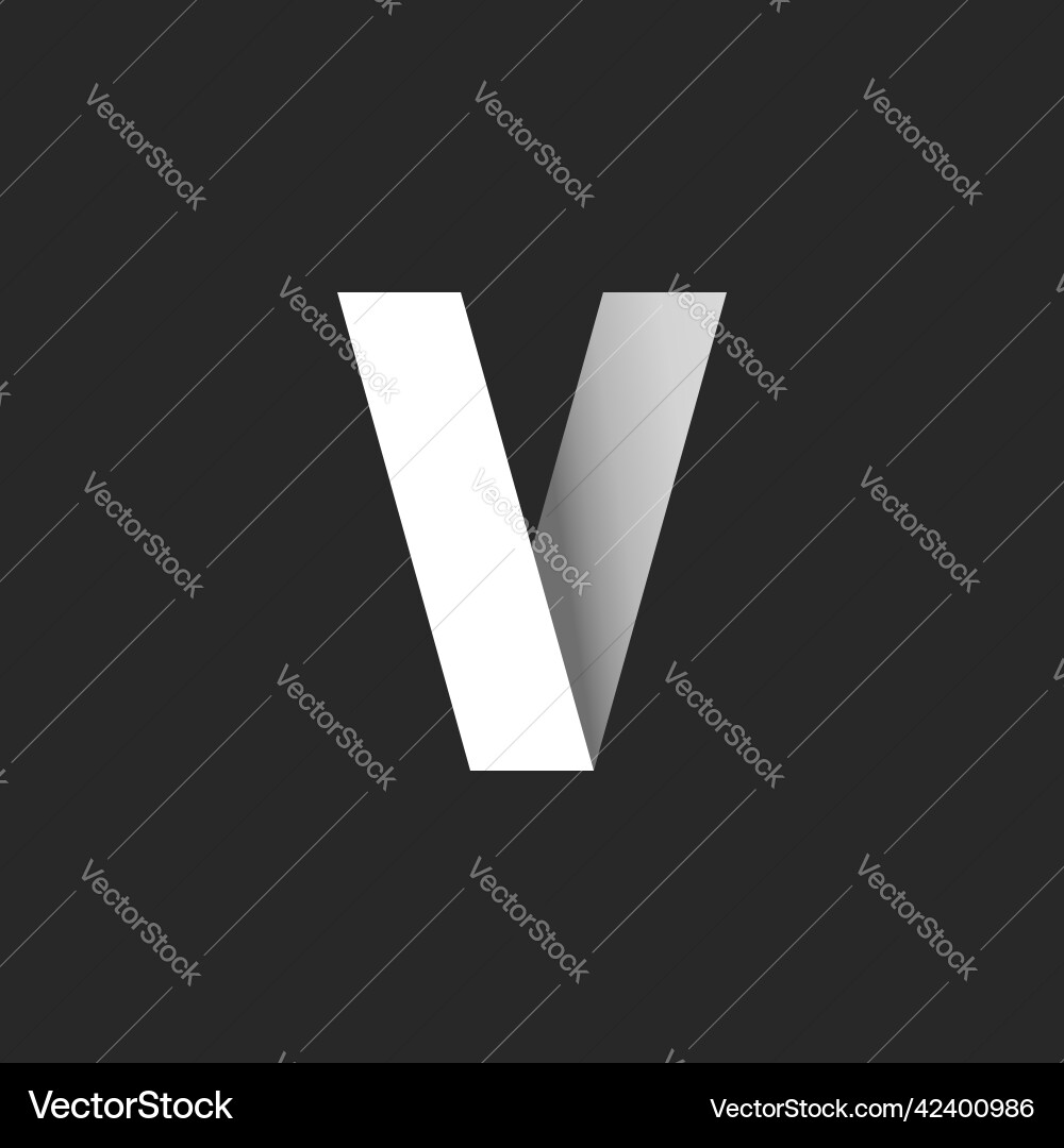 Letter v 3d logo striped bold font typographic vector image