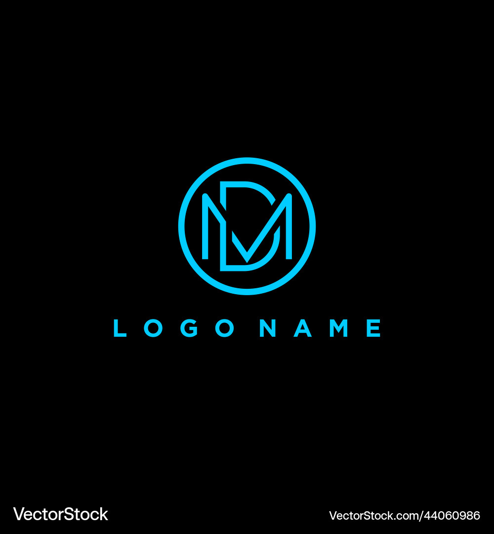 Md or dm abstract initial letter linked circle Md or dm abstract initial letter linked circle Vector Image